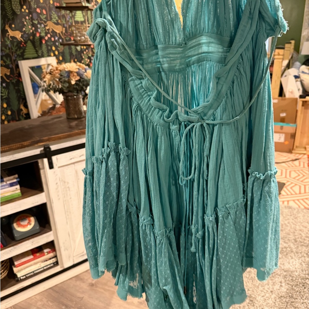 100 degree Turquoise Sleeveless Dress - Picture 3 of 6